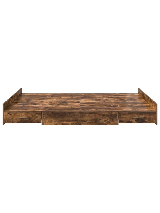 Voodi hoiukohaga raam suitsutatud tamm 150 x 200 cm tehispuit