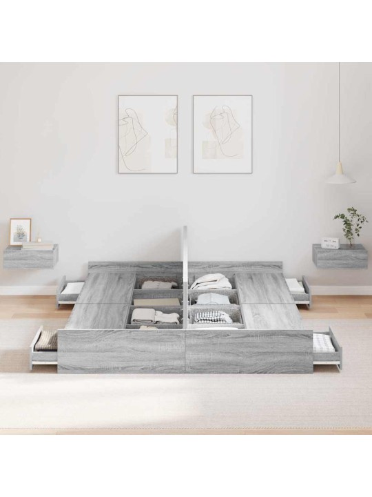 Voodi hoiukohaga raam peaga hall sonoma 150 x 200 cm tehispuit