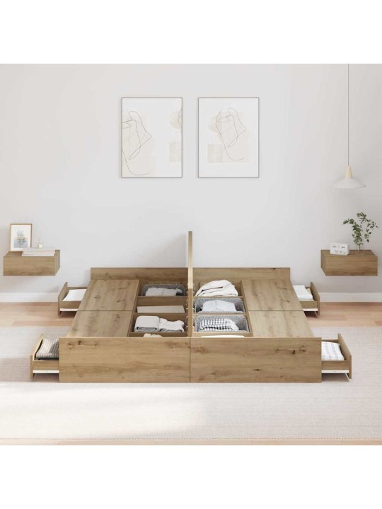 Voodi hoiukohaga raam peaga käsitöötamm 150 x 200 cm tehispuit