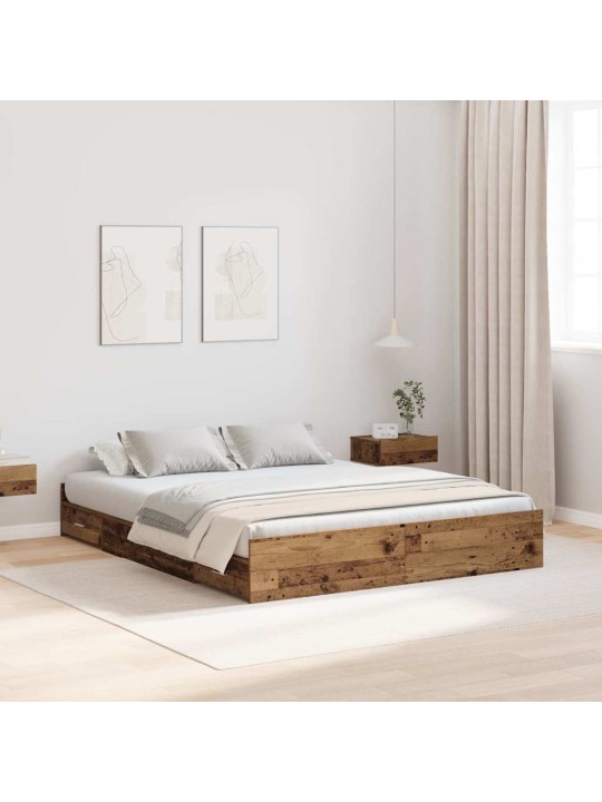 Voodi hoiukohaga raam peaga vana puit 140 x 200 cm tehispuit