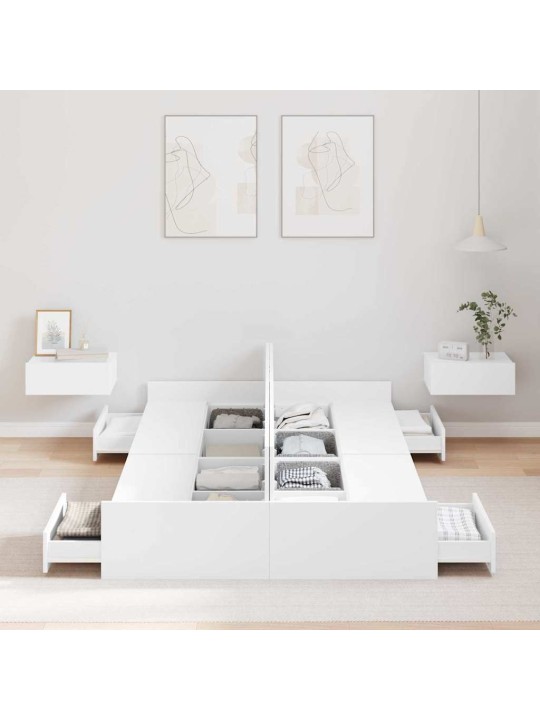 Voodi hoiukohaga raam peaga valge 120 x 200 cm tehispuit