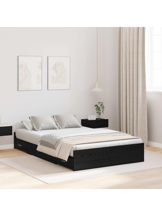Voodi hoiukohaga raam peaga must tamm 120 x 200 cm tehispuit