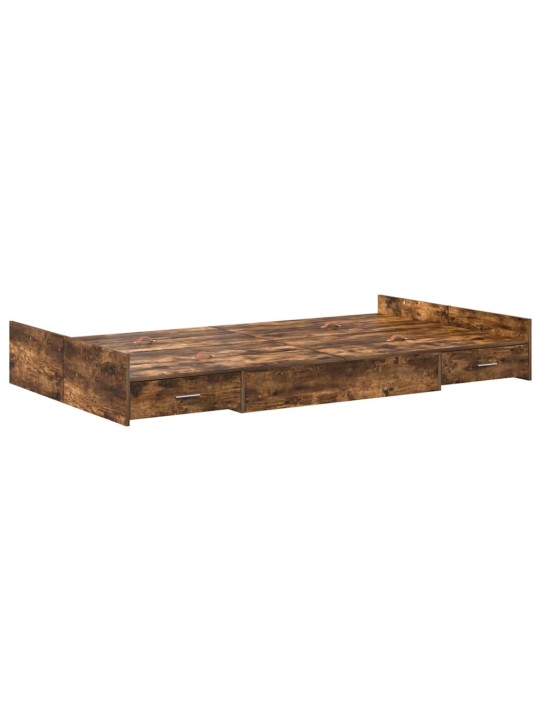 Voodi hoiukohaga raam suitsutatud tamm 120 x 200 cm tehispuit