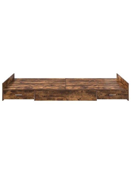 Voodi hoiukohaga raam suitsutatud tamm 120 x 200 cm tehispuit
