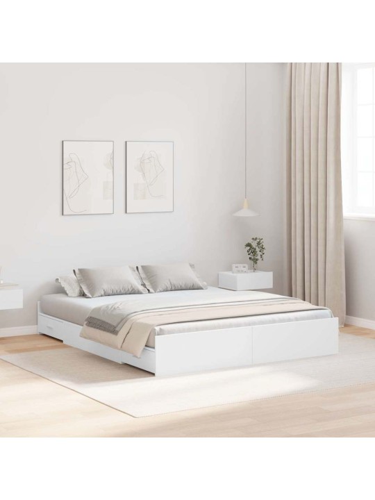 Voodi hoiukohaga raam peaga valge 140 x 190 cm tehispuit