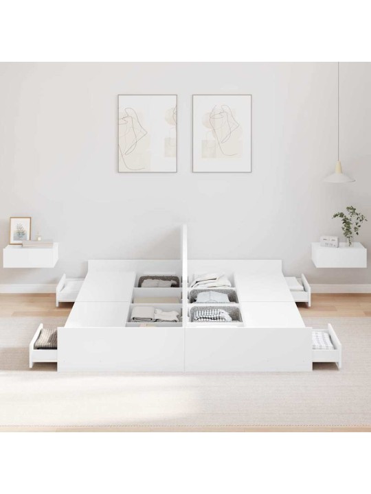 Voodi hoiukohaga raam peaga valge 140 x 190 cm tehispuit