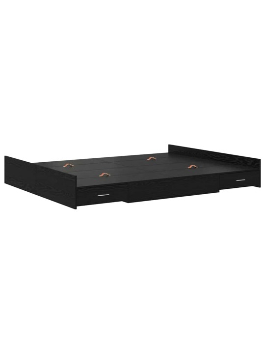 Voodi hoiukohaga raam peaga must tamm 140 x 190 cm tehispuit