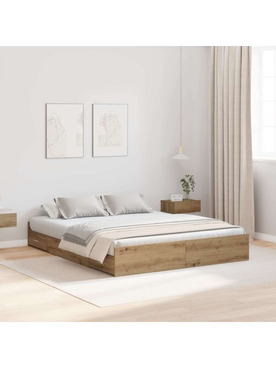 Voodi hoiukohaga raam peaga käsitöötamm 140 x 190 cm tehispuit