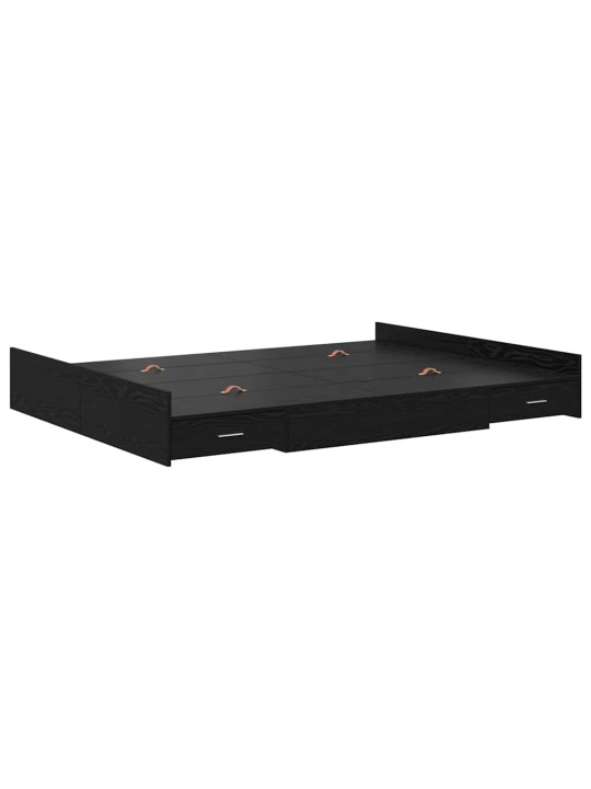 Voodi hoiukohaga raam peaga must tamm 135 x 190 cm tehispuit
