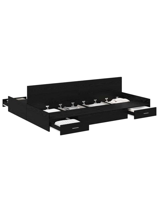 Voodi hoiukohaga raam peaga must tamm 135 x 190 cm tehispuit