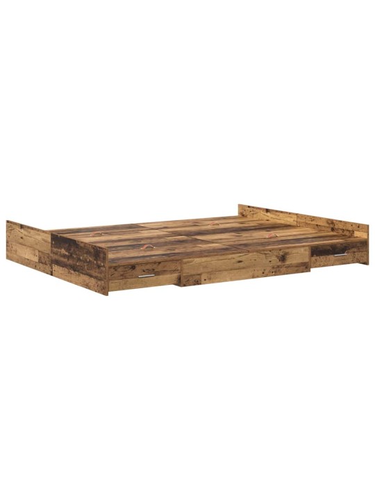 Voodi hoiukohaga raam peaga vana puit 135 x 190 cm tehispuit