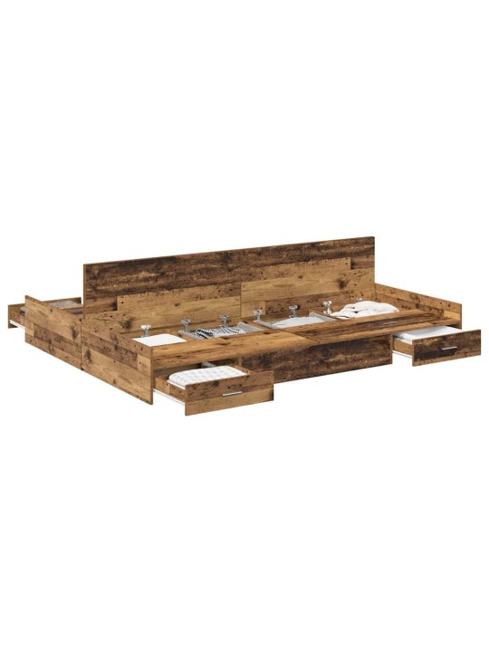 Voodi hoiukohaga raam peaga vana puit 135 x 190 cm tehispuit
