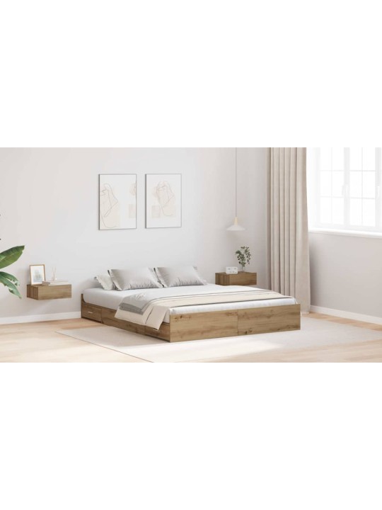 Voodi hoiukohaga raam peaga käsitöötamm 135 x 190 cm tehispuit