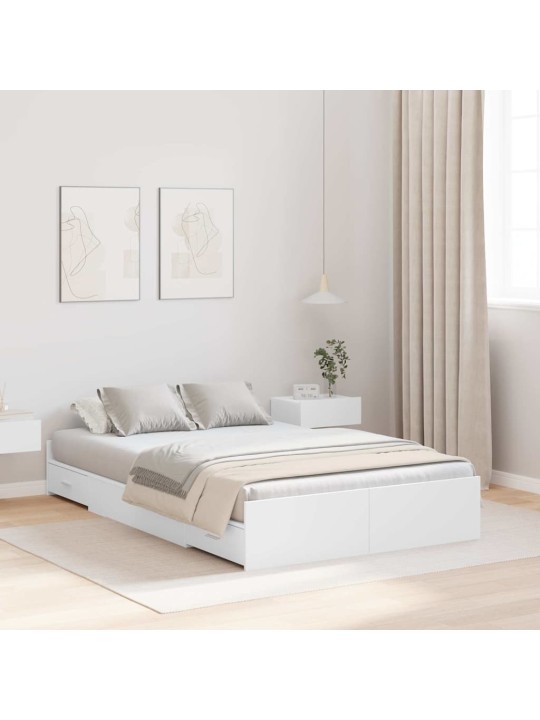 Voodi hoiukohaga raam peaga valge 120 x 190 cm tehispuit