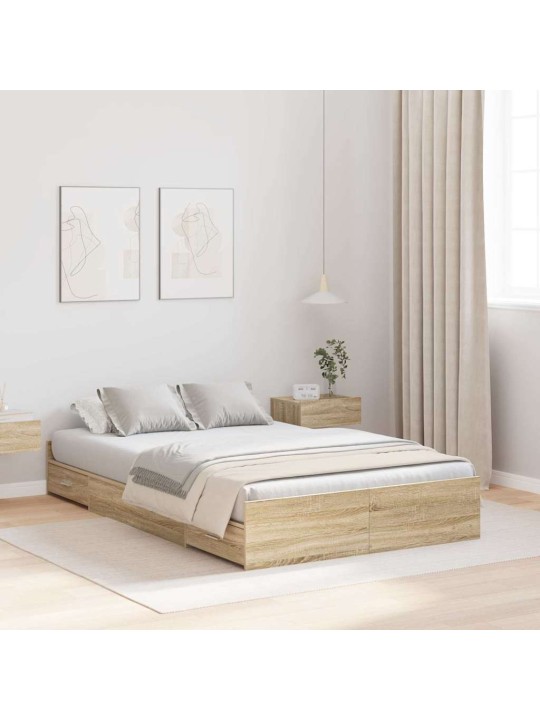 Voodi hoiukohaga raam peaga sonoma tamm 120 x 190 cm tehispuit