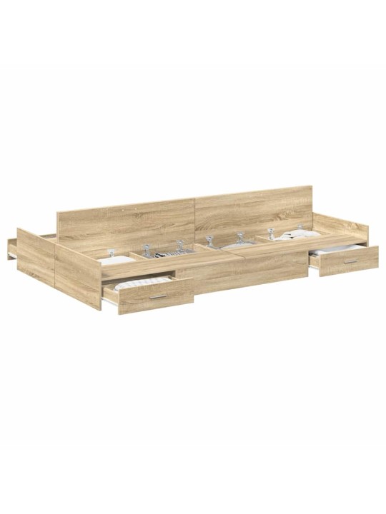 Voodi hoiukohaga raam peaga sonoma tamm 120 x 190 cm tehispuit