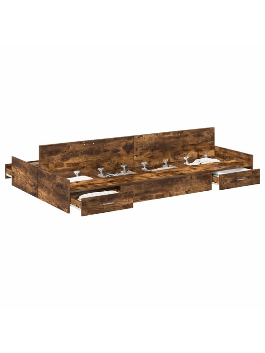 Voodi hoiukohaga raam suitsutatud tamm 120 x 190 cm tehispuit