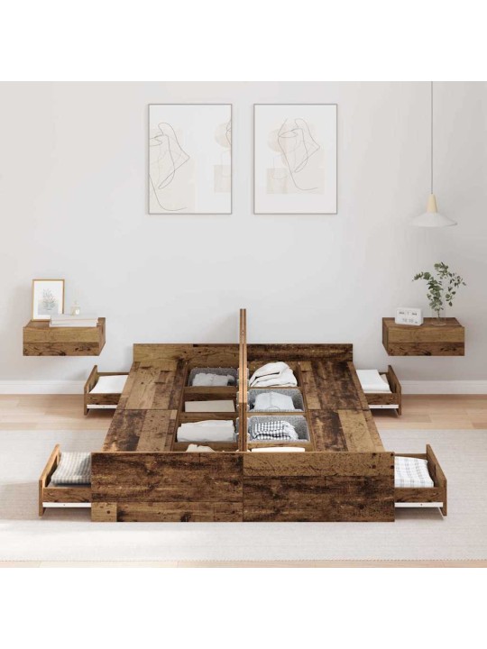Panipaigaga voodiraam peaga vana puit 120 x 190 cm tehispuit