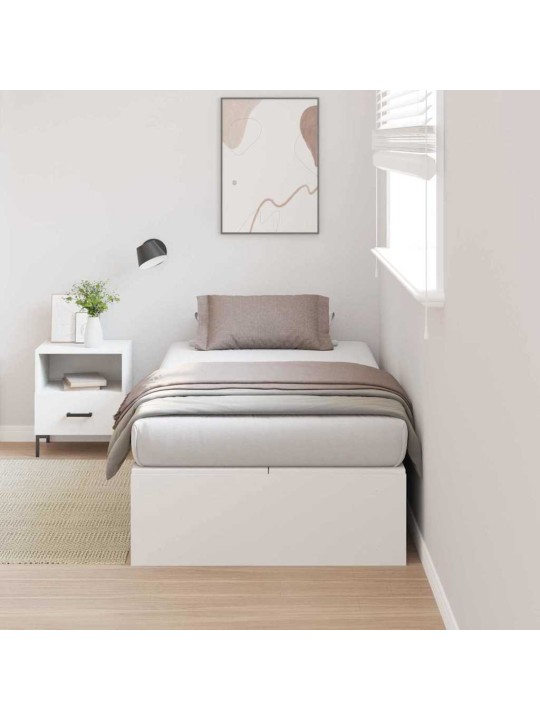 Voodi raam ladustamisega valge 200 x 90 x 31.5 cm tehispuit