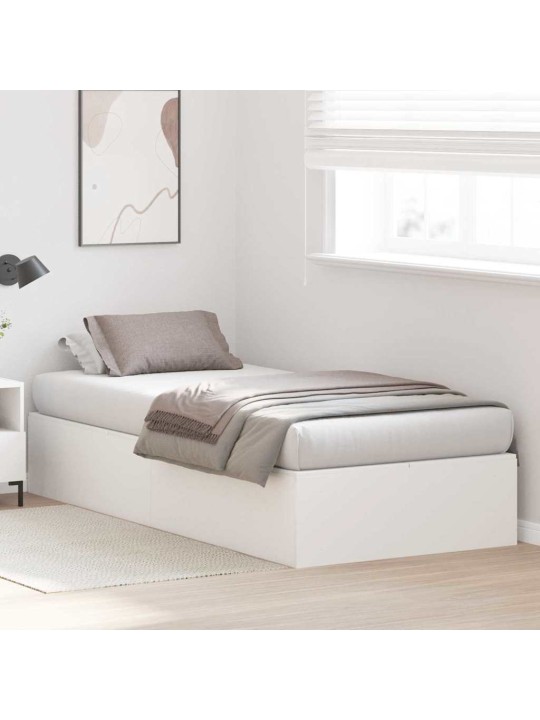 Voodi raam ladustamisega valge 200 x 90 x 31.5 cm tehispuit
