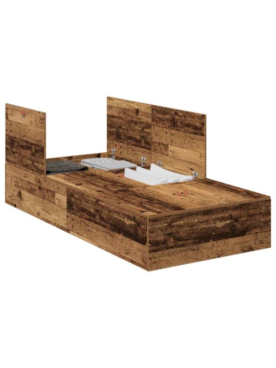 Voodi raam ladustamisega vana puit 190 x 90 x 31.5 cm tehispuit