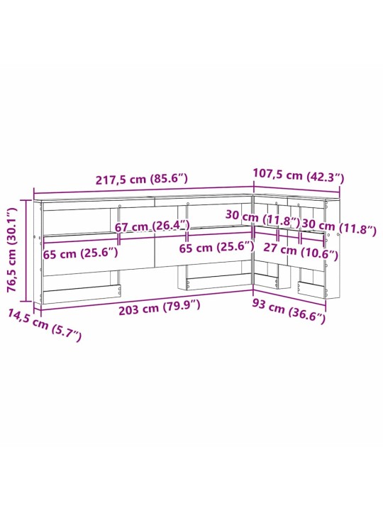 Hoiustamispeatoe riiuliga peaga betoonihall 90 cm tehispuit