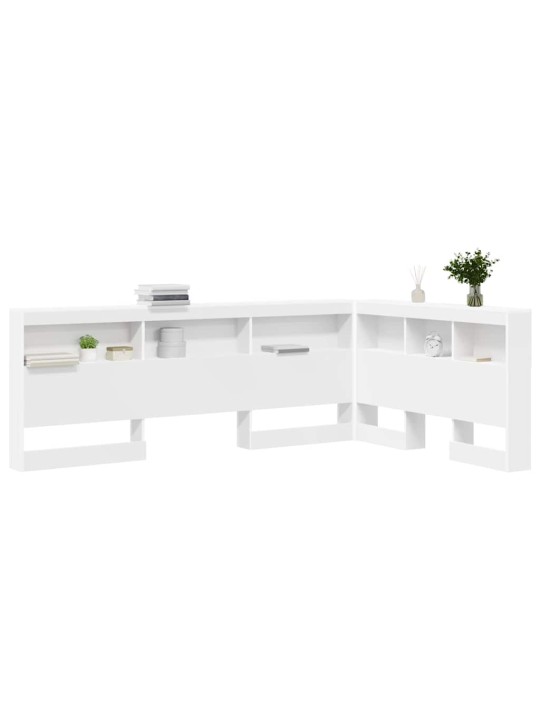 Hoiustamispeatoe riiuliga peaga valge 120 cm tehispuit