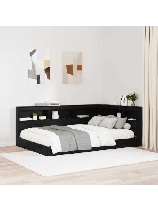 Hoiustamispeatoe riiuliga peaga must tamm 120 cm tehispuit