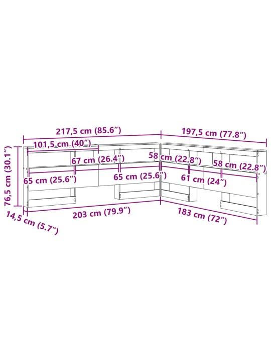 Hoiustamispeatoe riiuliga peaga betoonihall 180 cm tehispuit