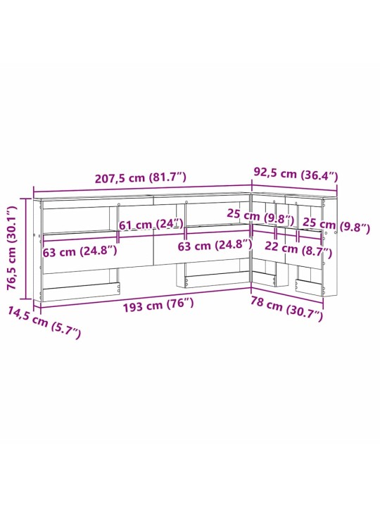 Hoiustamispeatoe riiuliga peaga betoonihall 75 cm tehispuit
