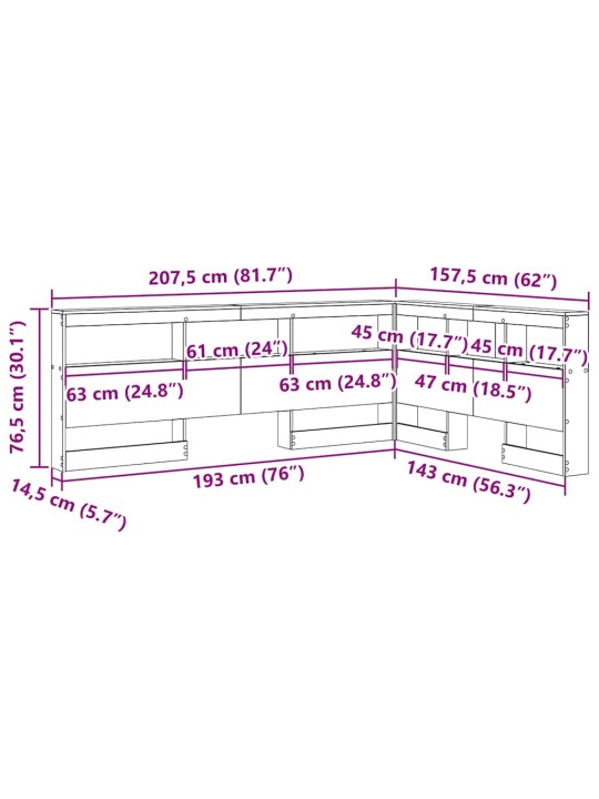 Hoiustamispeatoe riiuliga suitsutatud tamm 140 cm tehispuit