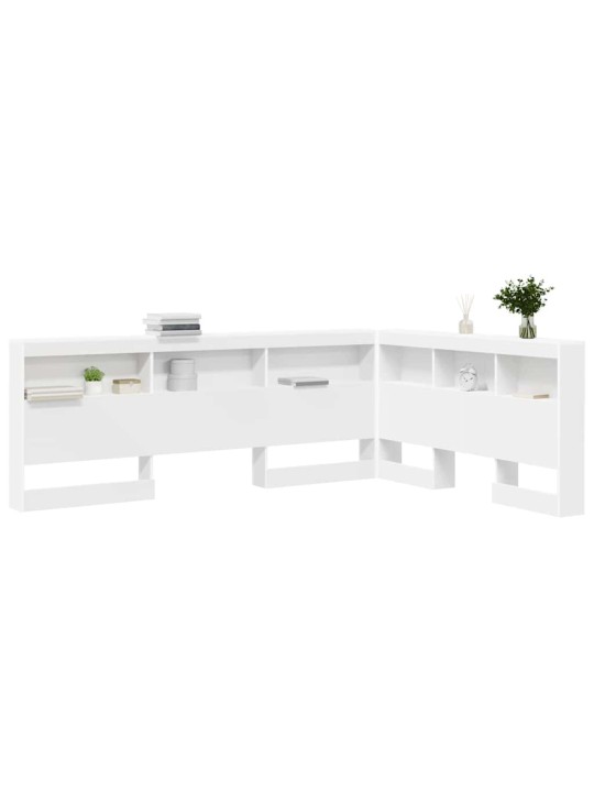 Hoiustamispeatoe riiuliga peaga valge 135 cm tehispuit