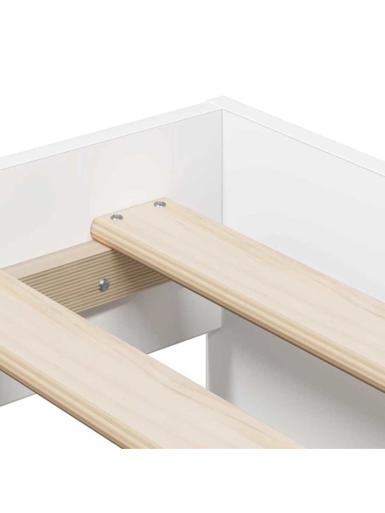 Voodi hoiukohaga raam valge 244 x 127 x 53.5 cm tehispuit