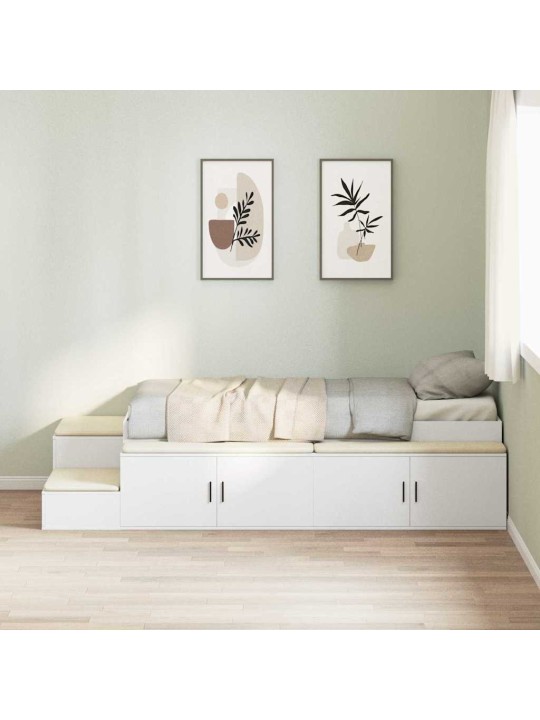 Voodi hoiukohaga raam valge 244 x 127 x 53.5 cm tehispuit