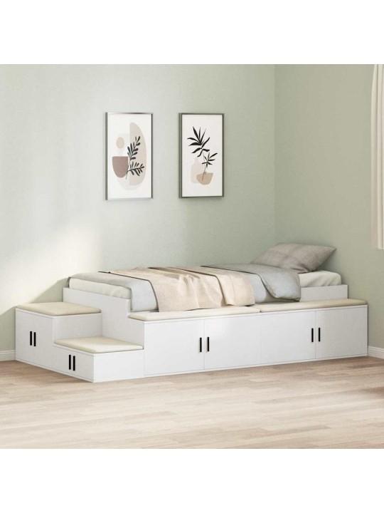 Voodi hoiukohaga raam valge 244 x 127 x 53.5 cm tehispuit