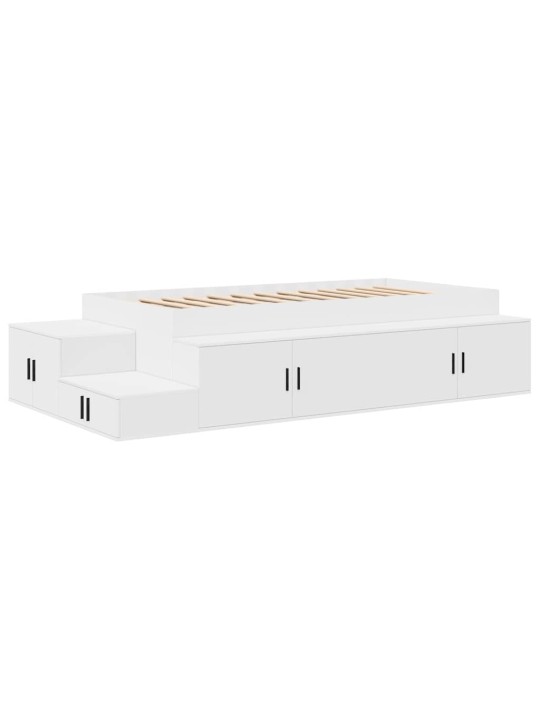 Voodi hoiukohaga raam valge 244 x 127 x 53.5 cm tehispuit