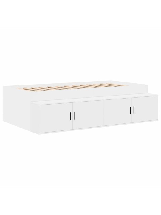 Voodi hoiukohaga raam valge 244 x 127 x 53.5 cm tehispuit