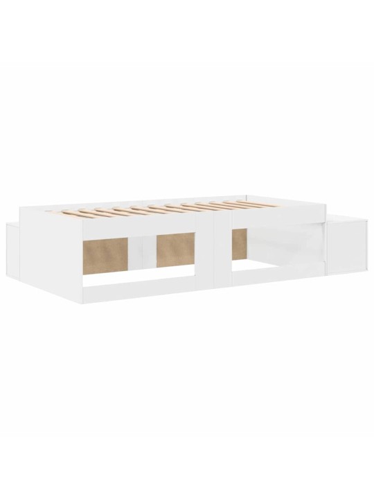 Voodi hoiukohaga raam valge 244 x 127 x 53.5 cm tehispuit