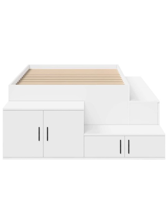 Voodi hoiukohaga raam valge 244 x 127 x 53.5 cm tehispuit