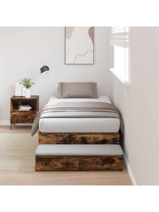 Voodi hoiukohaga raam suitsetatud tamm 236.5 x 80 x 31.5 cm
