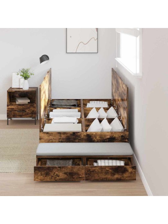 Voodi hoiukohaga raam suitsetatud tamm 236.5 x 80 x 31.5 cm