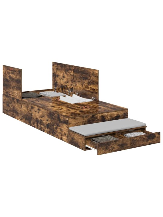 Voodi hoiukohaga raam suitsetatud tamm 236.5 x 80 x 31.5 cm