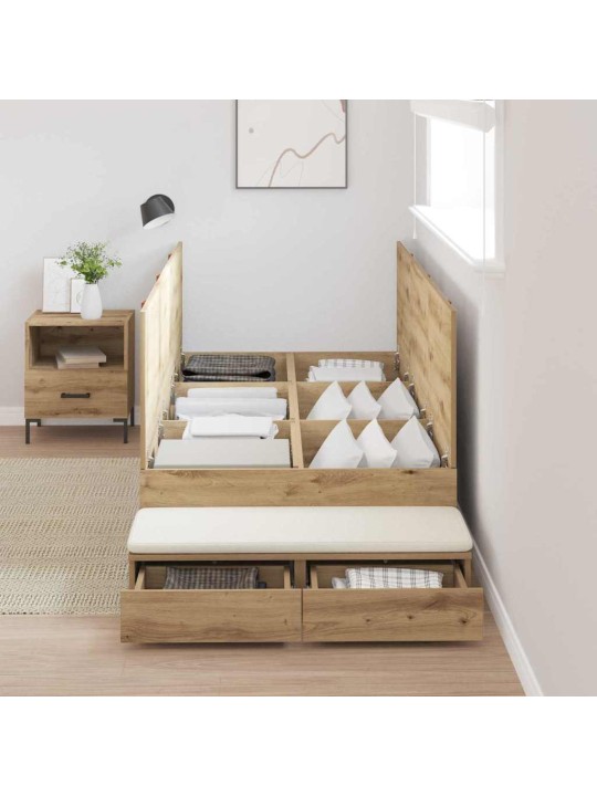 Voodi hoiukohaga raam sahtliga käsitöötamm 236.5 x 80 x 31.5 cm