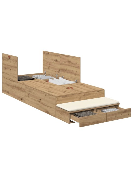 Voodi hoiukohaga raam sahtliga käsitöötamm 236.5 x 80 x 31.5 cm