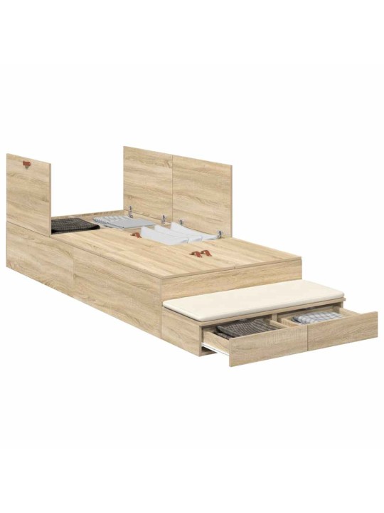 Voodi hoiukohaga raam sahtliga sonoma tamm 236.5 x 90 x 31.5 cm