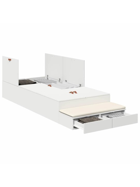 Voodi hoiukohaga raam valge 236.5 x 90 x 31.5 cm tehispuit