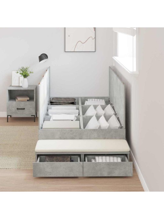 Voodi hoiukohaga raam sahtliga betoonhall 236.5 x 100 x 31.5 cm