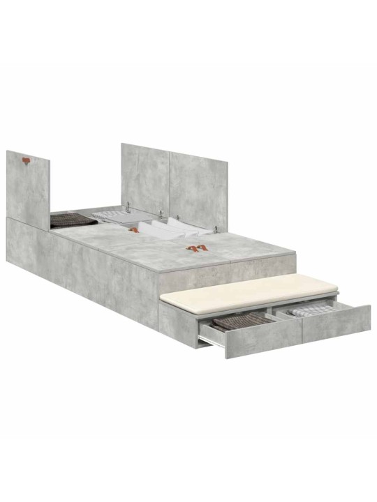 Voodi hoiukohaga raam sahtliga betoonhall 236.5 x 100 x 31.5 cm