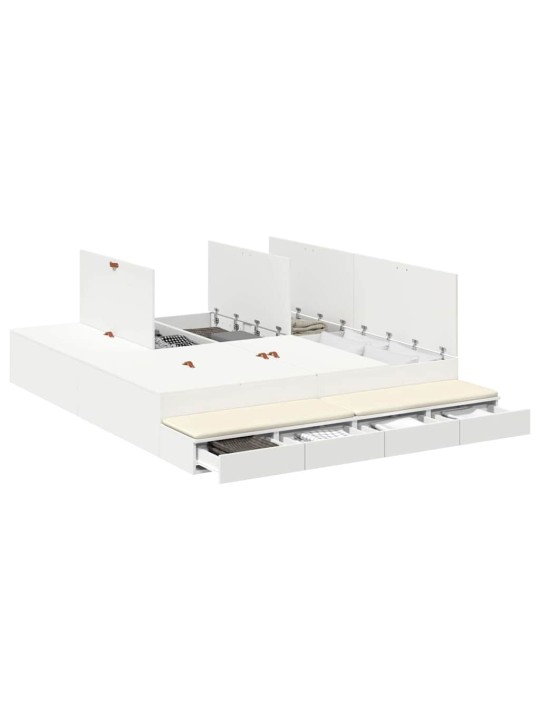 Voodi hoiukohaga raam valge 236.5 x 200 x 31.5 cm tehispuit