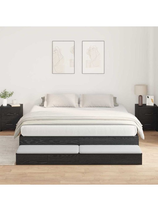 Voodi hoiukohaga raam must tamm 236.5 x 200 x 31.5 cm tehispuit